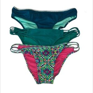 Xhilaration bikini swim bottoms bundle of 3 in teal size XS